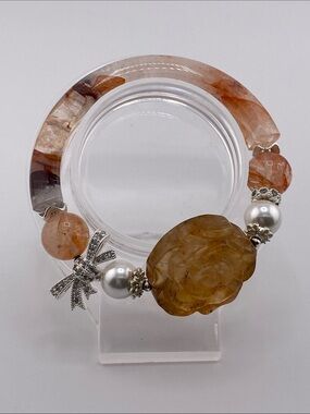 Fire Quartz Half-Bangle Bracelet